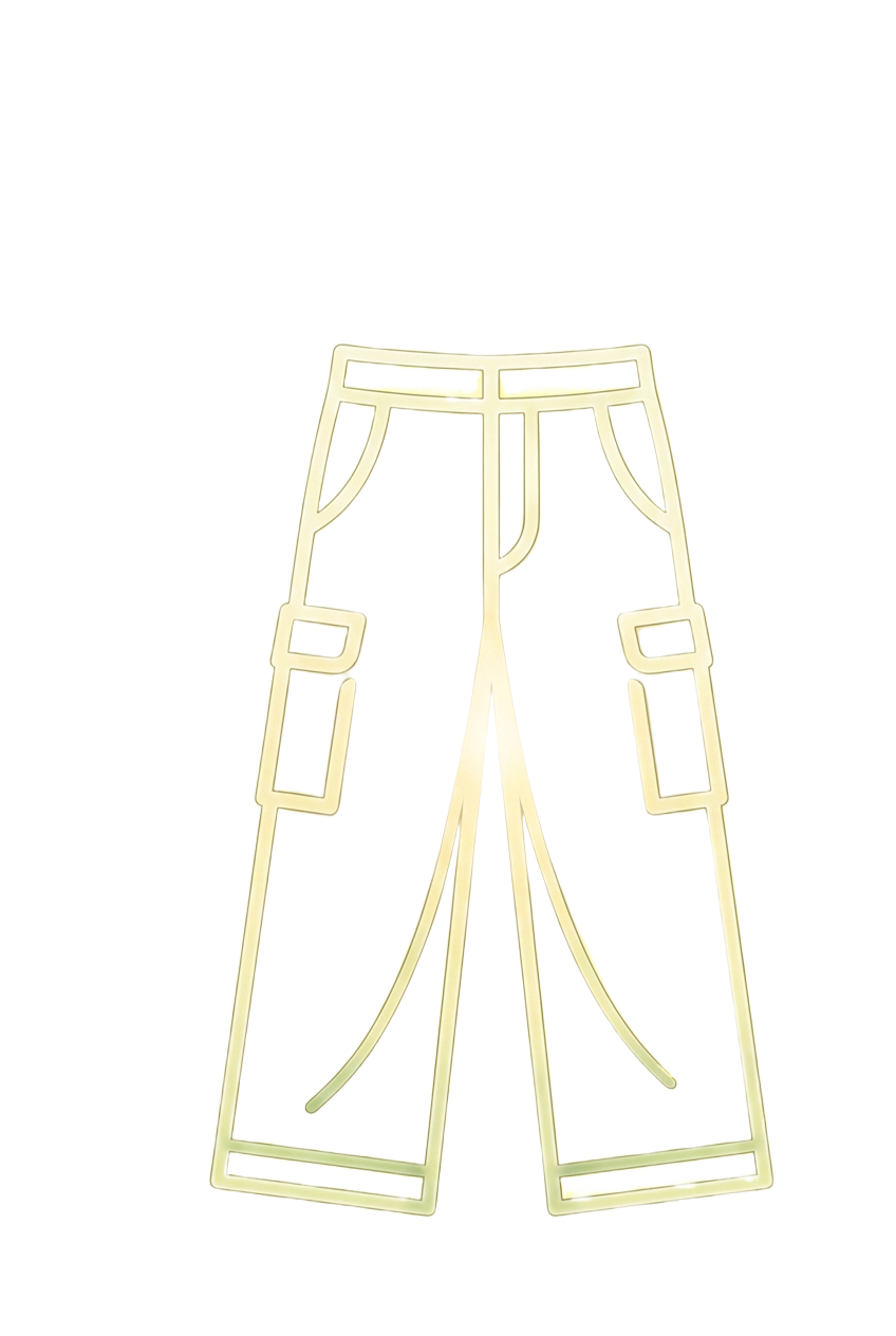 Wide-leg cargo pants outline icon